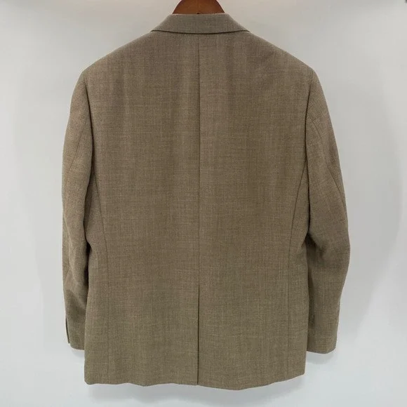 Lauren Ralph Lauren LRL Blazer Mens 40S Tan Linen Blend 2 Button Sport Coat